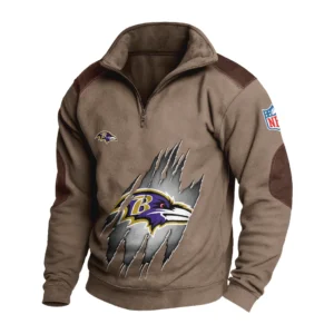 Sport Fan Stand-up Collar Sweatshirt For Football Lover HVN1239BR081625 - Brown