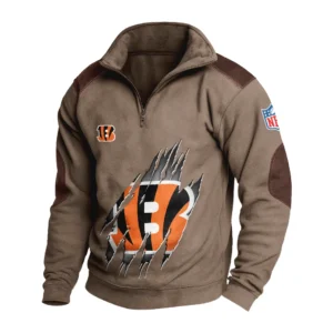 Sport Fan Stand-up Collar Sweatshirt For Football Lover HVN1239CI081625 - Brown