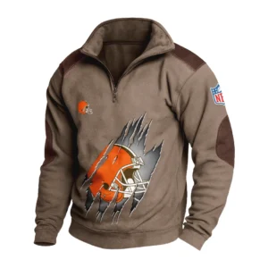 Sport Fan Stand-up Collar Sweatshirt For Football Lover HVN1239CL081625 - Brown