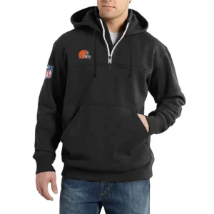 Sport Fan Casual Stand Up Collar Hoodie For Football Lover HVN1239CL081625 - Black