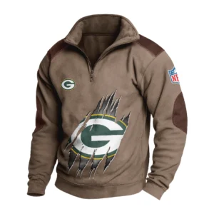 Sport Fan Stand-up Collar Sweatshirt For Football Lover HVN1239GP081625 - Brown
