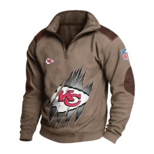 Sport Fan Stand-up Collar Sweatshirt For Football Lover HVN1239KC081625 - Brown