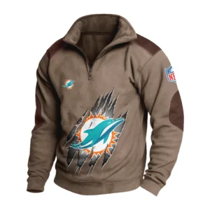 Sport Fan Stand-up Collar Sweatshirt For Football Lover HVN1239MD081625 - Brown