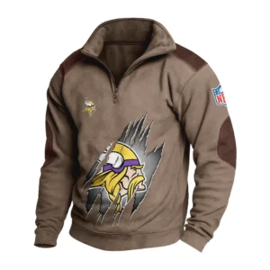 Sport Fan Stand-up Collar Sweatshirt For Football Lover HVN1239MV081625 - Brown