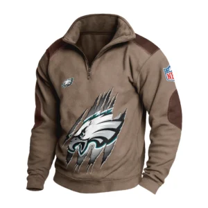 Sport Fan Stand-up Collar Sweatshirt For Football Lover HVN1239PE081625 - Brown