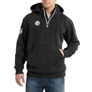 Sport Fan Casual Stand Up Collar Hoodie For Football Lover HVN1239PS081625 - Black