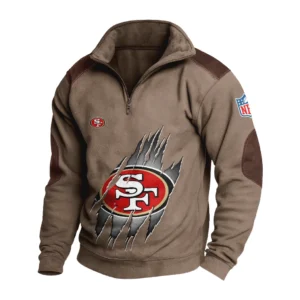 Sport Fan Stand-up Collar Sweatshirt For Football Lover HVN1239SF081625 - Brown