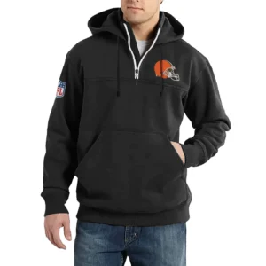 Sport Fan Casual Stand Up Collar Hoodie For Football Lover HVN1240CL081625 - Black