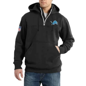 Sport Fan Casual Stand Up Collar Hoodie For Football Lover HVN1240DL081625 - Black