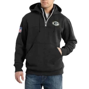 Sport Fan Casual Stand Up Collar Hoodie For Football Lover HVN1240GP081625 - Black