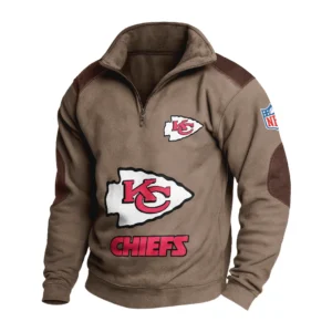 Sport Fan Stand-up Collar Sweatshirt For Football Lover HVN1240KC081625 - Brown