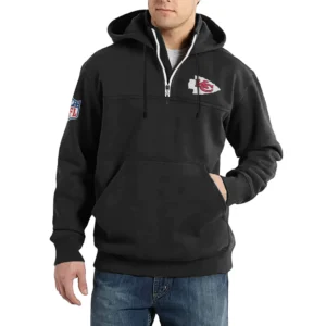Sport Fan Casual Stand Up Collar Hoodie For Football Lover HVN1240KC081625 - Black