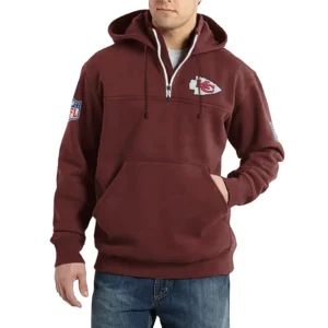 Sport Fan Casual Stand Up Collar Hoodie For Sport Lover HVN1240KC081625 - Deep Red