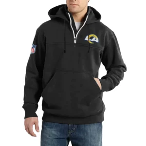 Sport Fan Casual Stand Up Collar Hoodie For Football Lover HVN1240LA081625 - Black