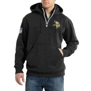 Sport Fan Casual Stand Up Collar Hoodie For Football Lover HVN1240MV081625 - Black