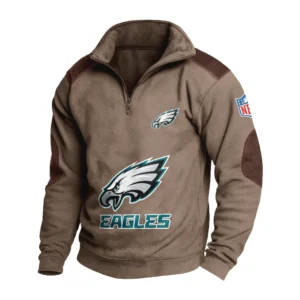 Sport Fan Stand-up Collar Sweatshirt For Football Lover HVN1240PE081625 - Brown