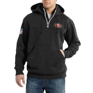 Sport Fan Casual Stand Up Collar Hoodie For Football Lover HVN1240SF081625 - Black