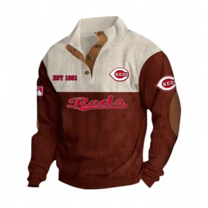 Baseball Fans Gift Men's Stand Up Collar Base Shirt, Sweatshirt Exclusive Logo MLB159090925001-Dark Red