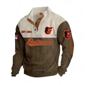 Baseball Fans Gift Men's Stand Up Collar Base Shirt, Sweatshirt Exclusive Logo MLB159090925006-Brown