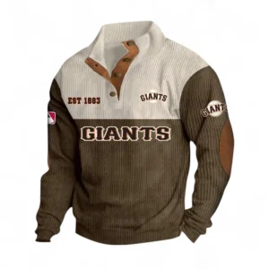 Baseball Fans Gift Men's Stand Up Collar Base Shirt, Sweatshirt Exclusive Logo MLB159090925016-Brown