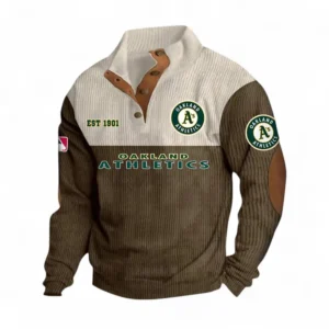 Baseball Fans Gift Men's Stand Up Collar Base Shirt, Sweatshirt Exclusive Logo MLB159090925027-Brown