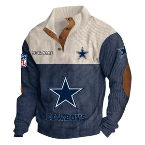 Dallas Cowboys Fans Gift Men's Stand Up Collar Base Shirt, All Over Print Base Shirt For Sport Fan, Custom Name NFL141090525101 - Navy Blue