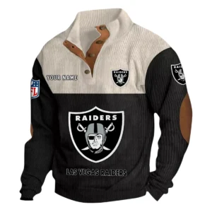 Las Vegas Raiders Fans Gift Men's Stand Up Collar Base Shirt, All Over Print Base Shirt For Sport Fan, Custom Name NFL141090525105 - Black