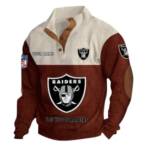 Las Vegas Raiders Fans Gift Men's Stand Up Collar Base Shirt, All Over Print Base Shirt For Sport Fan, Custom Name NFL141090525105 - Dark Red
