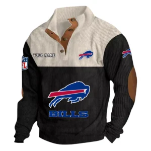 Buffalo Bills Fans Gift Men's Stand Up Collar Base Shirt, All Over Print Base Shirt For Sport Fan, Custom Name NFL141090525106 - Black