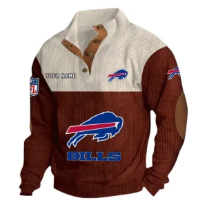 Buffalo Bills Fans Gift Men's Stand Up Collar Base Shirt, All Over Print Base Shirt For Sport Fan, Custom Name NFL141090525106 - Dark Red