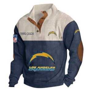 Los Angeles Chargers Fans Gift Men's Stand Up Collar Base Shirt, All Over Print Base Shirt For Sport Fan, Custom Name NFL141090525114 - Navy Blue