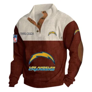 Los Angeles Chargers Fans Gift Men's Stand Up Collar Base Shirt, All Over Print Base Shirt For Sport Fan, Custom Name NFL141090525114 - Dark Red