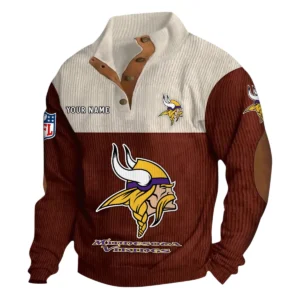 Minnesota Vikings Fans Gift Men's Stand Up Collar Base Shirt, All Over Print Base Shirt For Sport Fan, Custom Name NFL141090525117 - Dark Red