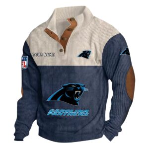 Carolina Panthers Fans Gift Men's Stand Up Collar Base Shirt, All Over Print Base Shirt For Sport Fan, Custom Name NFL141090525118 - Navy Blue