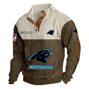 Carolina Panthers Fans Gift Men's Stand Up Collar Base Shirt, All Over Print Base Shirt For Sport Fan, Custom Name NFL141090525118 - Brown