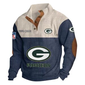 Green Bay Packers Fans Gift Men's Stand Up Collar Base Shirt, All Over Print Base Shirt For Sport Fan, Custom Name NFL141090525120 - Navy Blue
