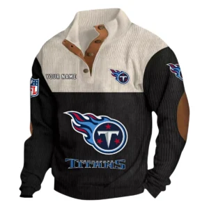 Tennessee Titans Fans Gift Men's Stand Up Collar Base Shirt, All Over Print Base Shirt For Sport Fan, Custom Name NFL141090525121 - Black