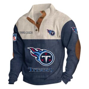 Tennessee Titans Fans Gift Men's Stand Up Collar Base Shirt, All Over Print Base Shirt For Sport Fan, Custom Name NFL141090525121 - Navy Blue