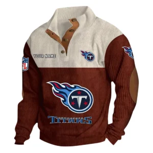 Tennessee Titans Fans Gift Men's Stand Up Collar Base Shirt, All Over Print Base Shirt For Sport Fan, Custom Name NFL141090525121 - Dark Red