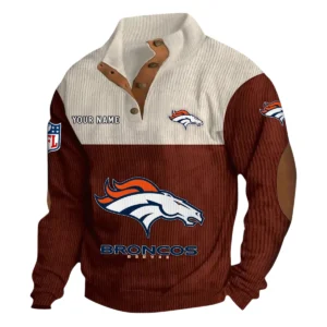 Denver Broncos Fans Gift Men's Stand Up Collar Base Shirt, All Over Print Base Shirt For Sport Fan, Custom Name NFL141090525123 - Dark Red
