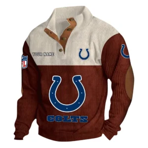 Indianapolis Colts Fans Gift Men's Stand Up Collar Base Shirt, All Over Print Base Shirt For Sport Fan, Custom Name NFL141090525124 - Dark Red