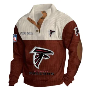 Atlanta Falcons Fans Gift Men's Stand Up Collar Base Shirt, All Over Print Base Shirt For Sport Fan, Custom Name NFL141090525126 - Dark Red