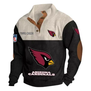 Arizona Cardinals Fans Gift Men's Stand Up Collar Base Shirt, All Over Print Base Shirt For Sport Fan, Custom Name NFL141090525129 - Black