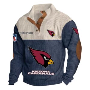 Arizona Cardinals Fans Gift Men's Stand Up Collar Base Shirt, All Over Print Base Shirt For Sport Fan, Custom Name NFL141090525129 - Navy Blue