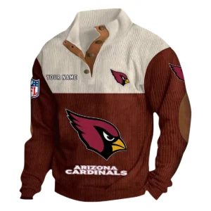 Arizona Cardinals Fans Gift Men's Stand Up Collar Base Shirt, All Over Print Base Shirt For Sport Fan, Custom Name NFL141090525129 - Dark Red