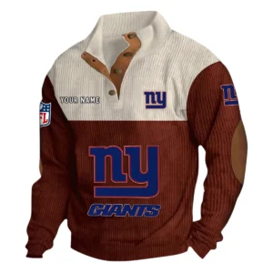 New York Giants Fans Gift Men's Stand Up Collar Base Shirt, All Over Print Base Shirt For Sport Fan, Custom Name NFL141090525130 - Dark Red