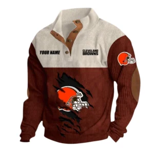 Cleveland Browns Fans Gift Men's Stand Up Collar Base Shirt, All Over Print Base Shirt For Sport Fan, Custom Name NFL142090625103 - Dark Red