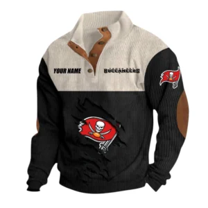 Tampa Bay Buccaneers Fans Gift Men's Stand Up Collar Base Shirt, All Over Print Base Shirt For Sport Fan, Custom Name NFL142090625110 - Black