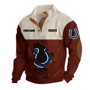 Indianapolis Colts Fans Gift Men's Stand Up Collar Base Shirt, All Over Print Base Shirt For Sport Fan, Custom Name NFL142090625113 - Dark Red