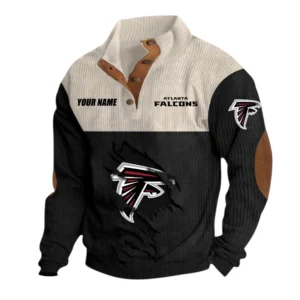 Atlanta Falcons Fans Gift Men's Stand Up Collar Base Shirt, All Over Print Base Shirt For Sport Fan, Custom Name NFL142090625115 - Black